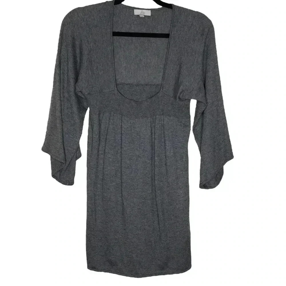 Joie Cashmere Blend Flare 3/4 Sleeve Lightweight Grey Sleeve Dress Size Large